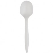 White Plastic Medium Weight Soup Spoon 1000/Case