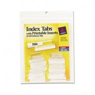 Self-Adhesive Clear 1″ Tabs with White Inserts 25/Pack
