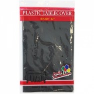 84″ Round Black Plastic Table Cover- 36/case
