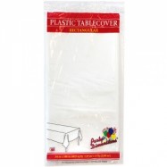 Party Dimensions 54″x108″ White Plastic Table Cover – 48/case