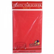 84″ Round Red Plastic Table Cover- 36/case