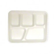 5 Compartment White Foam Tray 500/Case